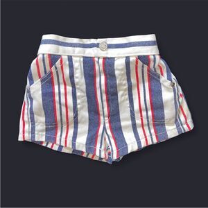 VTG Kids Striped White Blue and Red Shorts With Pockets 50s-60s